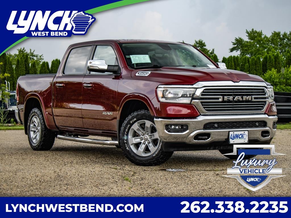 2019 RAM 1500 Laramie Crew Cab 4x4 5'7" Box in Red — front three-quarter view