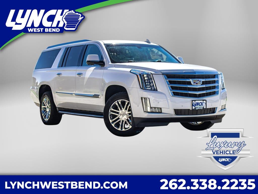 2019 Cadillac Escalade ESV Standard in Crystal White Tricoat — front three-quarter view