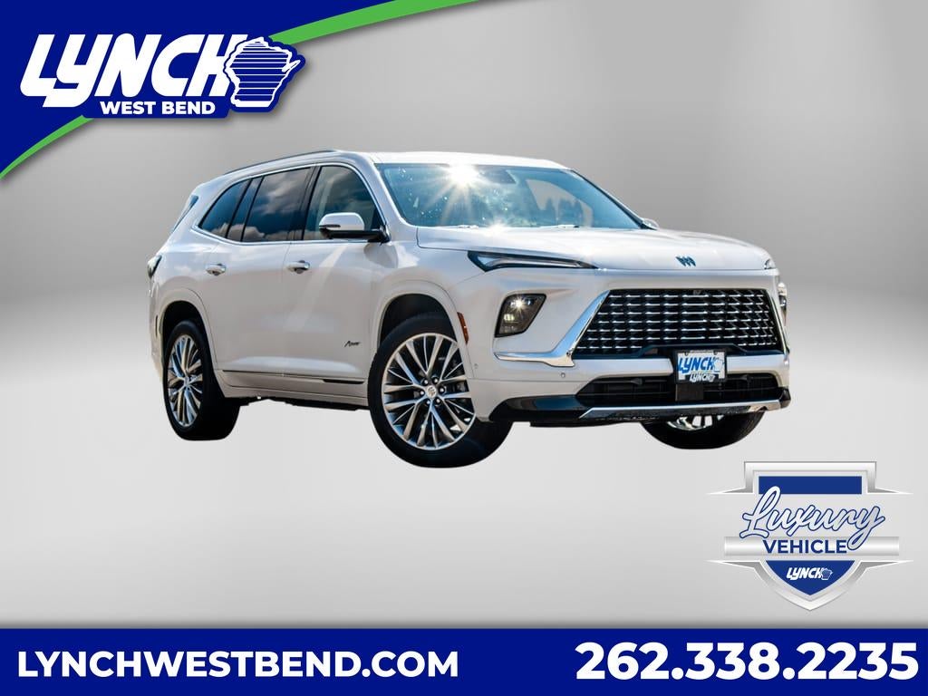 2025 Buick Enclave Avenir in White Frost Tricoat — front three-quarter view