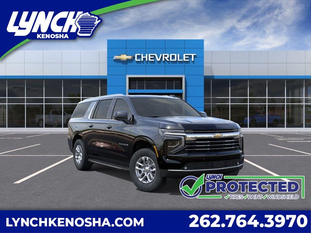 2026 Chevrolet Suburban LT in Black — front three-quarter view