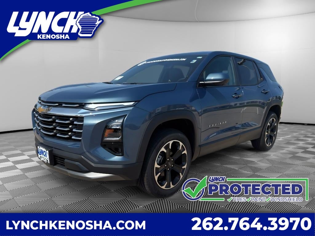2026 Chevrolet Equinox LT in Lakeshore Blue Metallic — front three-quarter view