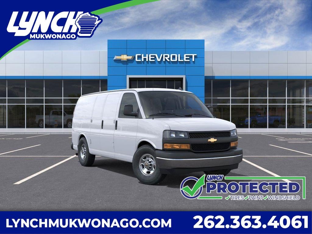 2025 Chevrolet Express Cargo WT in Summit White — front three-quarter view