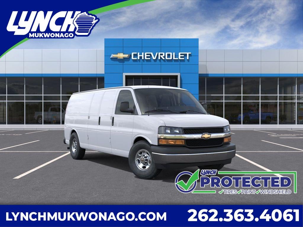 2026 Chevrolet Express Cargo WT in Summit White — front three-quarter view