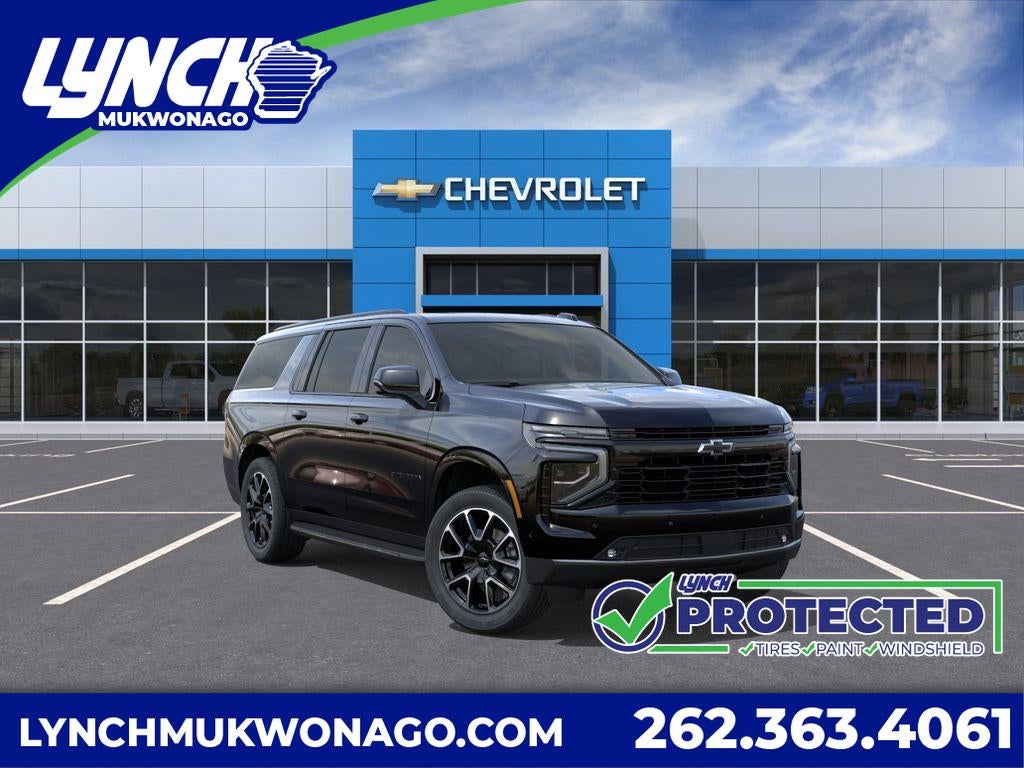 2026 Chevrolet Suburban RST in Black — front three-quarter view