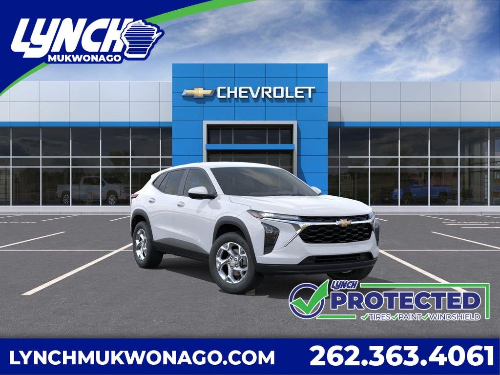 2026 Chevrolet Trax LS in Summit White — front three-quarter view
