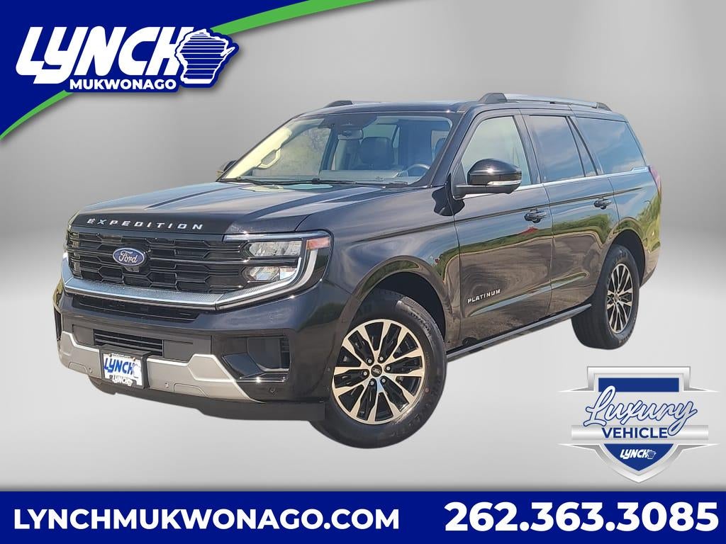2025 Ford Expedition Platinum in Agate Black Metallic — front three-quarter view