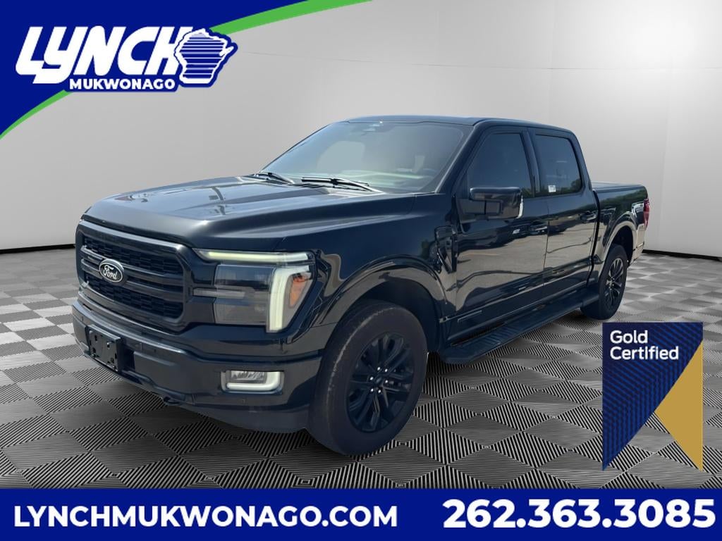 2024 Ford F-150 LARIAT in Agate Black Metallic — front three-quarter view