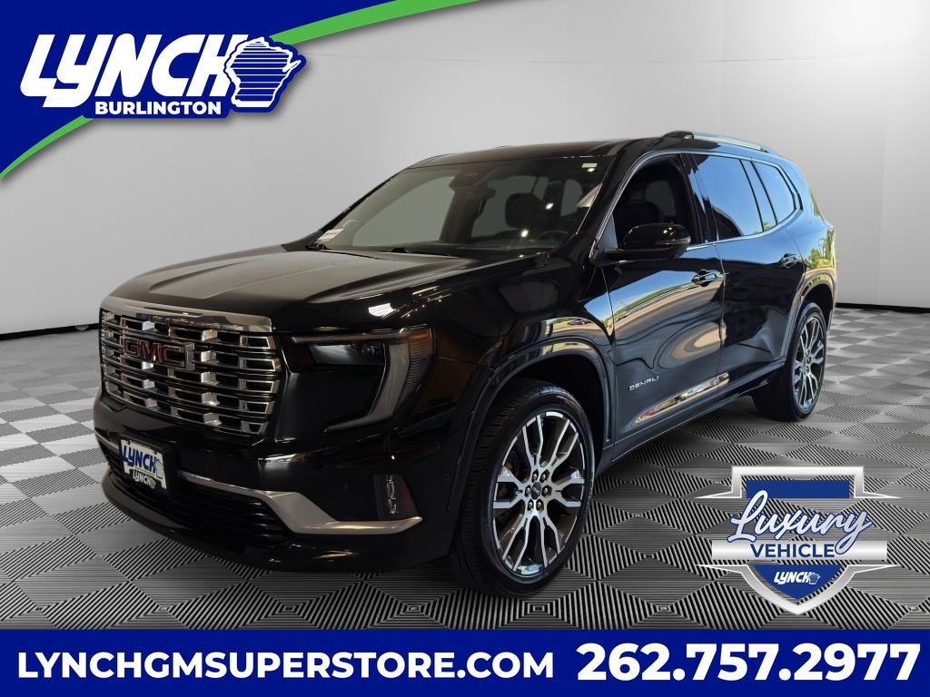 2025 GMC Acadia Denali in Ebony Twilight Metallic — front three-quarter view