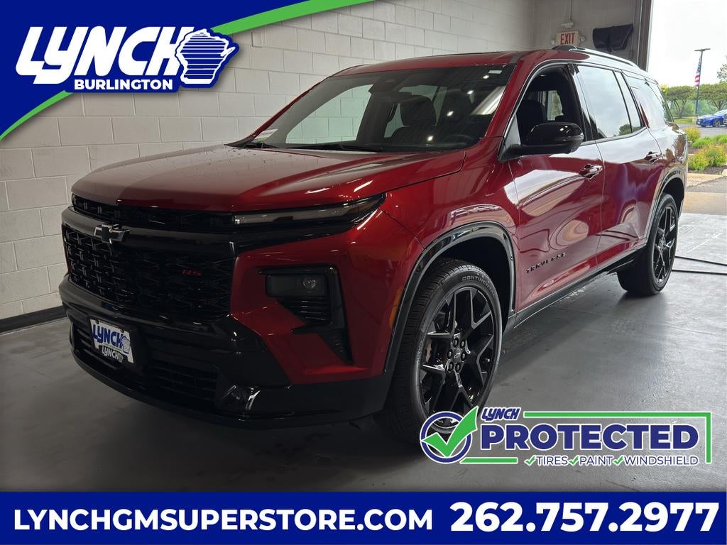 2026 Chevrolet Traverse RS in Radiant Red Tintcoat — front three-quarter view