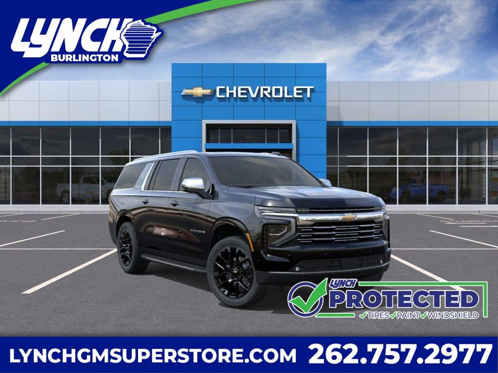 2026 Chevrolet Suburban Premier in Black — front three-quarter view