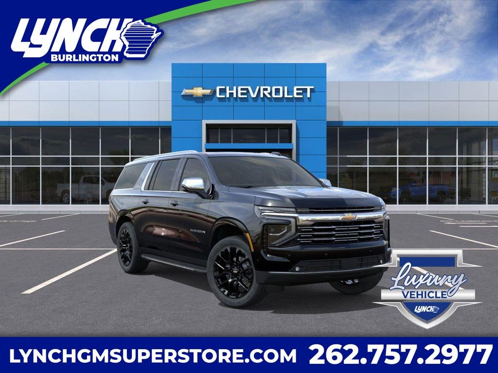 2026 Chevrolet Suburban Premier in Black — front three-quarter view