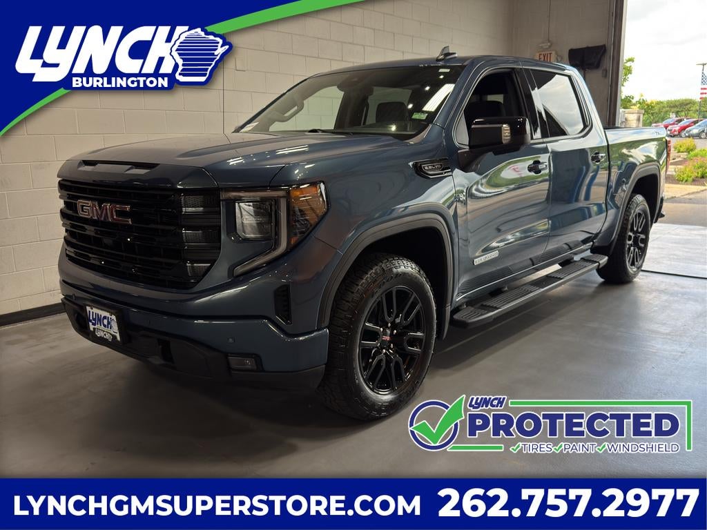 2026 GMC Sierra 1500 Elevation in Downpour Metallic — front three-quarter view
