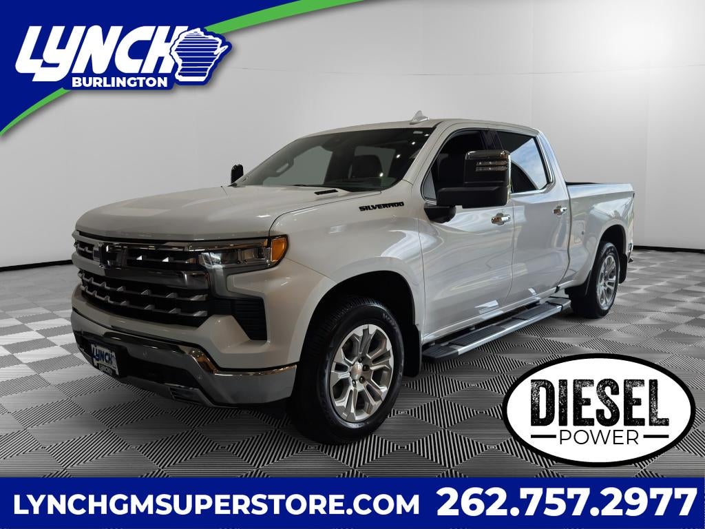 2025 Chevrolet Silverado 1500 LTZ in Iridescent Pearl Tricoat — front three-quarter view
